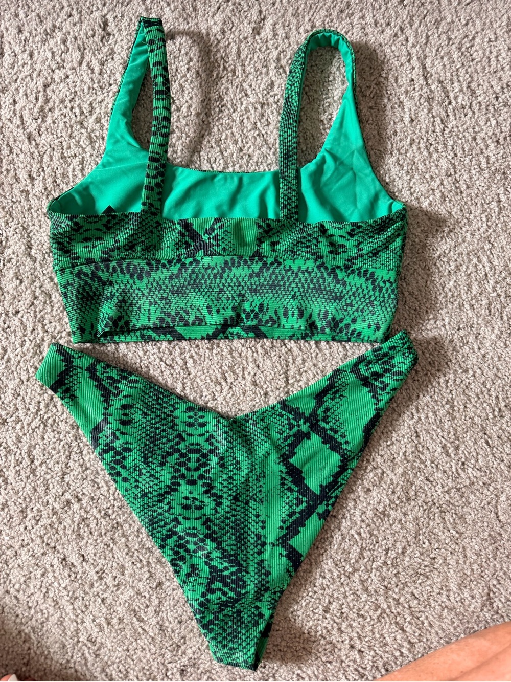 Beach Riot Green Snake-Print Bikini - Picture 3 of 4